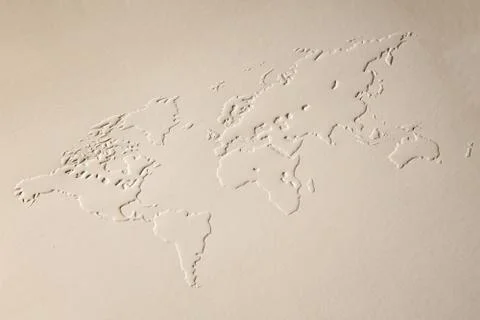 A world map made of embossing paper Stock Photos