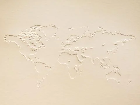 A world map made of embossing paper Stock Photos
