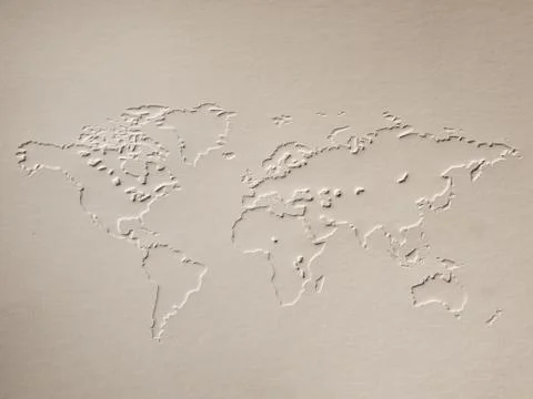 A world map made of embossing paper Stock Photos