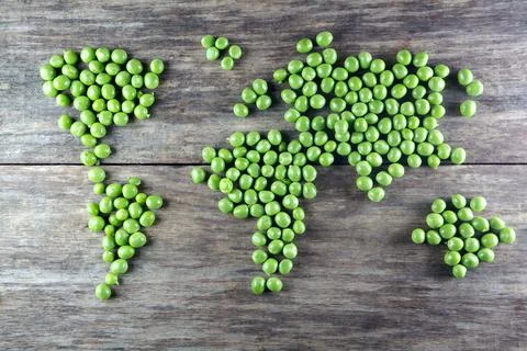 World map made form green peas Stock Photos