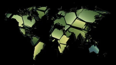 World map made of green glass explodes in super slow motion - on black (4K) 库存影片 99358875