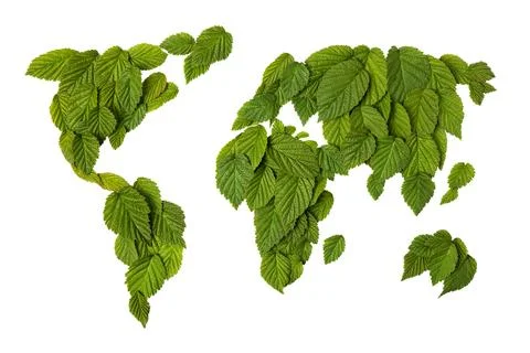 World map is made of green leaf Stock Photos