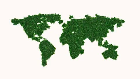 World map made of green trees on a white background Stock Photos