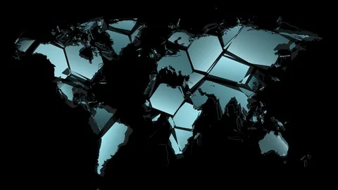 World map made of light blue glass explodes in super slow motion - on black (4K) 库存影片 99359006
