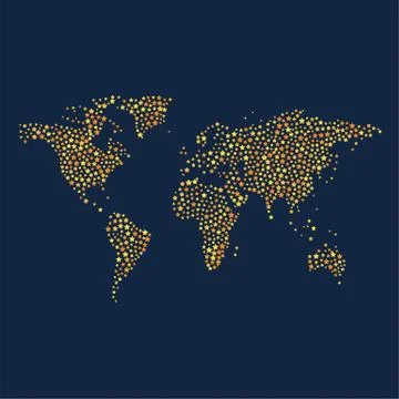World map made out with stars of different sizes in flat style Stock Illustration