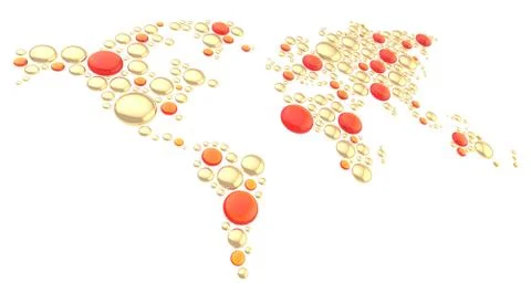 World map made of round shapes Stock Illustration