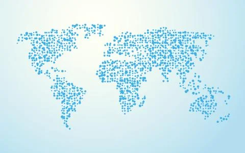 World map made of small blue circles Stock Illustration