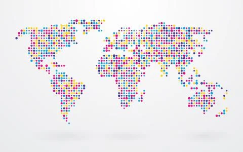 World map made up of small colorful dots Stock Illustration