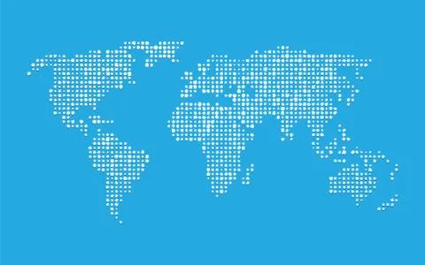 World map made up of small pieces of paper Stock-Illustration