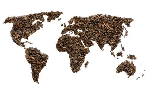 World map made of tea Stock Photos