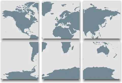 World map made of tiles casting shadow Stock Illustration