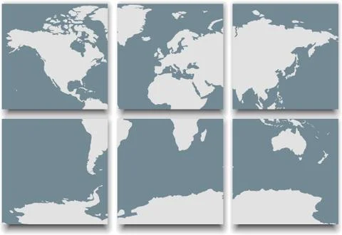 World map made of tiles casting shadow Stock Illustration