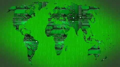 World map as mainboard. Technology background. 3d illustration Stock Illustration