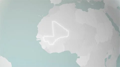 World Map Mali Zoom in Stylised Spherical White Shades 4K 60 FPS Stock Footage 264760732