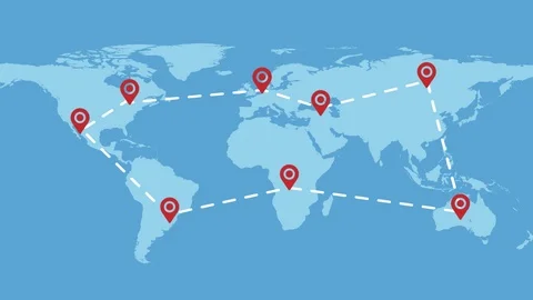 World map with Map pointer. Video stock 94673879