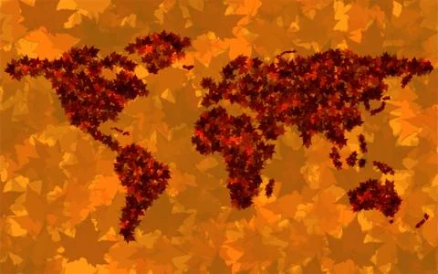 World map of maple leaves. Vector background. Eps 10 Stock Illustration