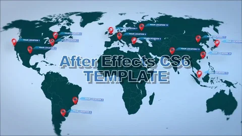 World Map Marker Location Pins.  Indicate up to 15 points on any Map Stock After Effects