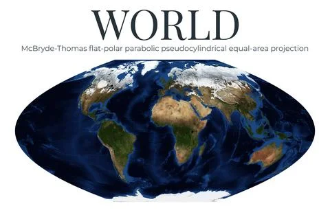 World Map. McBryde-Thomas flat-polar parabolic pseudocylindrical equal-area.. Ilustração Stock