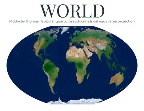 World Map. McBryde-Thomas flat-polar quartic pseudocylindrical equal-area p.. Ilustração Stock