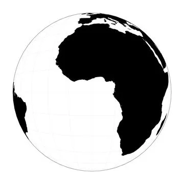 World map with meridians. Satellite (tilted perspective) projection. Plan w.. Stock Illustration