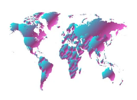 World map metallic neon gradient color, new trend design 2019 Illustration
