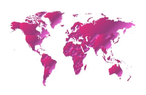 World map metallic pink gradient color, borders, new trend design 2019 스톡 일러스트