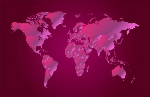 World map metallic pink gradient color, borders, new trend design 2019 Stock Illustration
