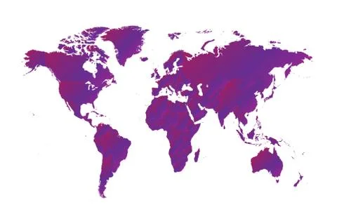 World map metallic purple gradient color, new trend design 2019 Stock Illustration