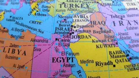 World map Middle East map Asia Africa and Russia Ukraine map Video stock 274524700