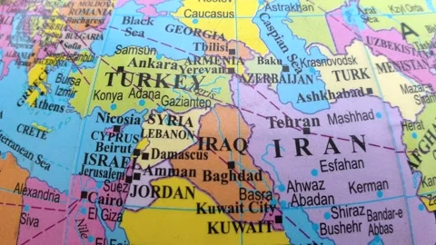 World map Middle East map Asia Africa and Russia Ukraine map Video stock 274525396