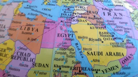 World map Middle East map Asia Africa and Russia Ukraine map Video stock 274528413