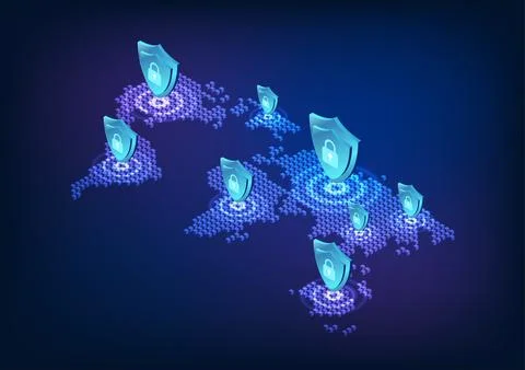 World map mixed with technology The pixelated world map above features a sh.. 스톡 일러스트