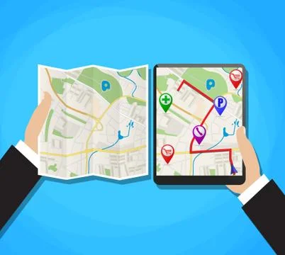 World Map. Mobile GPS Navigation. Stockillustratie