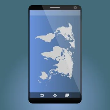 World map on mobile phone Illustration