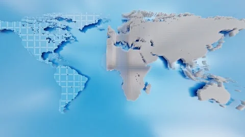 World map mockup and White bars lined up from right to left in ripples animation Video stock 256140702