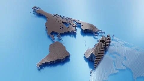 World map mockup and White bars lined up from right to left in ripples animation Stock Footage 256140828