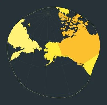 World Map. Modified stereographic projection for Alaska. Futuristic world i.. Stock Illustration