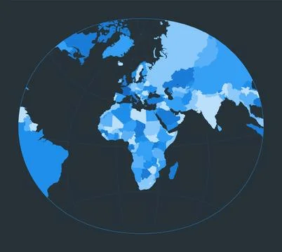 World Map. Modified stereographic projection for Europe and Africa. Futuris.. Stock Illustration