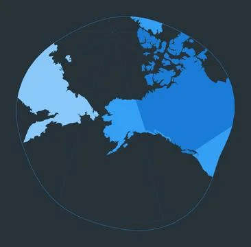 World Map. Modified stereographic projection for Alaska. Futuristic world i.. Stock Illustration