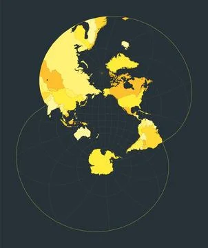 World Map. Modified stereographic projection for the Pacific ocean. Futuris.. Stock Illustration