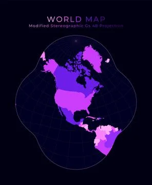 World Map. Modified stereographic projection for the conterminous United St.. イラスト素材