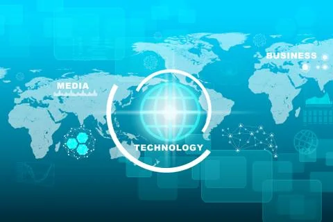 World map with molecule Stock Illustration