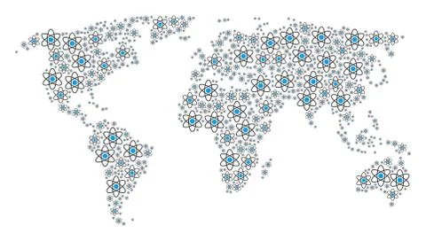World Map Mosaic of Atom Icons イラスト素材