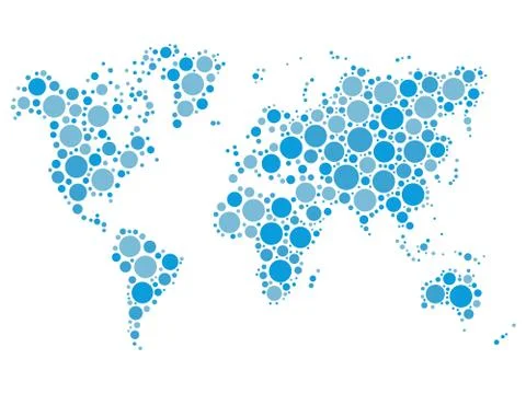 World map mosaic of blue dots Stock Illustration