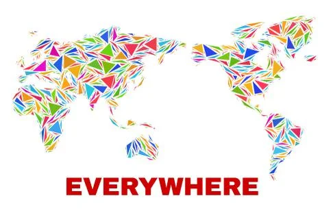 World Map - Mosaic of Color Triangles Stock Illustration