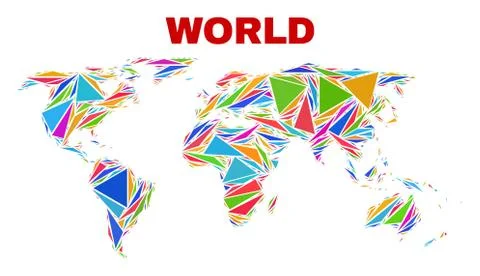 World Map - Mosaic of Color Triangles イラスト素材