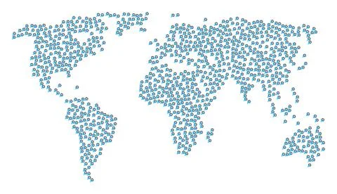 World Map Mosaic of Gear Integration Icons Illustrazione stock