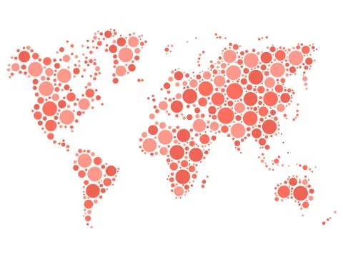 World map mosaic of red dots Stock Illustration