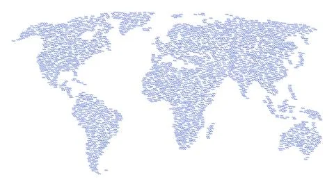 World Map Mosaic of Sinusoid Wave Icons Stock Illustration