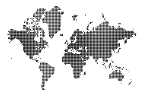 World map mosaic of squares Stock Illustration